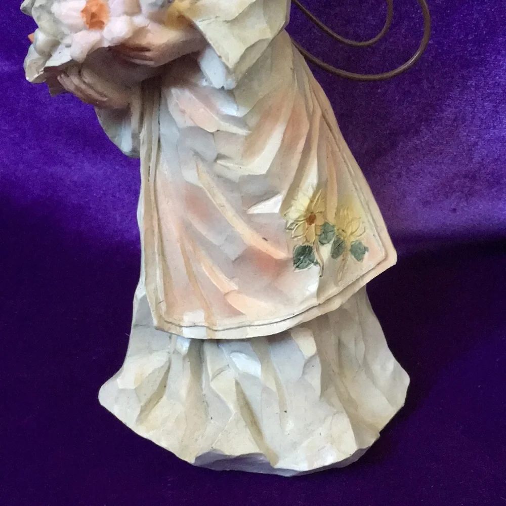 Resin Angel Holding Basket of Flowers